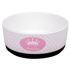 КерамикАрт миска керамическая для собак 400 мл белая с розовой лапкой