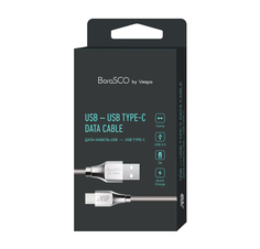 Кабель BoraSCO (VSP) USB - Type-C, 3А, QC 3.0, 1м, в металлической оплетке