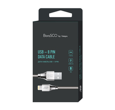 Кабель BoraSCO USB - 8 pin, 3А, 1м, в металлической оплетке