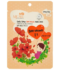 Маска тканевая для лица с пчелиным ядом MJ Care Daily Dewy Bee Venom Mask Pack 25гр Mijin Cosmetics
