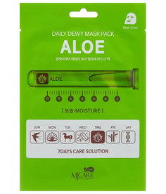 Маска тканевая для лица c экстрактом алое MJ CARE DAILY DEW MASK PACK ALOE 25гр Mijin Cosmetics