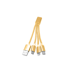 Дата-кабель АТОМ USB A 2.0-USB Type-C,USB B micro,Lightning, 0,2м, золотой Atom