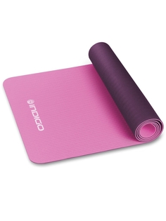 Коврик для йоги и фитнеса INDIGO TPE двусторонний, IN106, Розово-фиолетовый, 173*61*0,5 см
