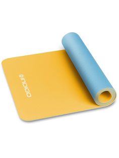 Коврик для йоги и фитнеса INDIGO TPE двусторонний, IN106, Желто-голубой, 173*61*0,5 см