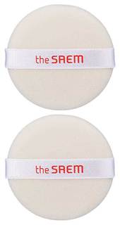 Спонж косметический для нанесения пудры The Saem Round Mini Flocking Puff (M) (2P)