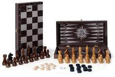 Игра 3 в 1 деревянная Классика (шахматы,нарды,шашки) 297-18 40*40 см Венге Noname