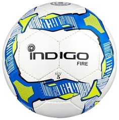 Мяч футбольный №5 INDIGO FIRE Облегченный тренировочный (PU SEMI), IN026, Бело-сине-желтый,