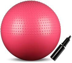 Мяч гимнастический массажный 2 в 1 INDIGO Anti-burst с насосом, IN003, Розовый, 65 см