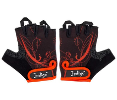 Перчатки для фитнеса женские INDIGO, эластан, SB-16-1743, Черно-оранжевый, M
