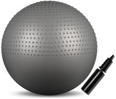 Мяч гимнастический массажный 2 в 1 INDIGO Anti-burst с насосом, IN003, Серый металлик, 65 см
