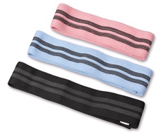 Эспандер в наборе 3 тканевых резинки разной нагрузки INDIGO IN150 8см*33/38/43см Розовый, голубой, черный