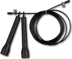 Скакалка высокооборотная Кроссфит стальной шнур в оплетке INDIGO, 97161 IR, Черный, 2,7 м