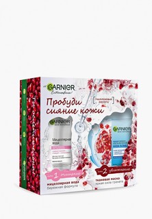 Набор для ухода за лицом Garnier Мицеллярная вода, очищающее средство для лица 3 в 1 с глицерином и П-анисовой кислотой, для всех типов кожи, 400 мл + Тканевая маска для лица Увлажнение + Аква Бомба c гиалуроновой, П-Анисовой кислота