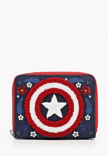 Кошелек Loungefly Marvel Captain America 80th Anniversary Floral Sheild Zip Around Wallet MVWA0157