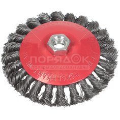 Щетка для УШМ Bartex, 125 мм, тарелка, крученая проволока, гайка М14, 882125