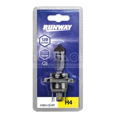 Лампа автомобильная Runway, Н4, RW-H4-b, галоген, 12v 60/55w, блистер