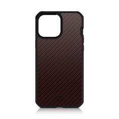 Чехол-накладка антибактериальный ITSKINS HYBRID CARBON для iPhone 13 mini (5.4"), красный/черный