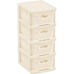 Комод 4 ящика, Ajur, 30х37х70 см, слоновая кость, плетеный, BQ3796СЛК, BranQ