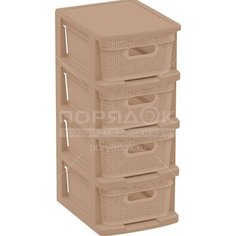 Комод 4 ящика, Ajur, 30х37х73 см, кофейный, плетеный, BQ3796КФ, BranQ