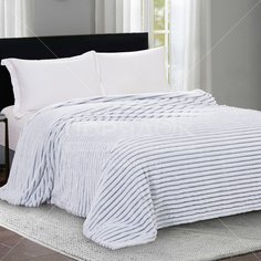 Плед 1.5-спальный, 150х200 см, велсофт, 100% полиэстер, Cleo, Marmari Полоски, серый, 150/001-MAR/L