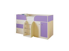 Кровать-чердак астра 5 дуб молочный/фиолетовый (рв-мебель) фиолетовый 193.2x89.5x155.1 см.