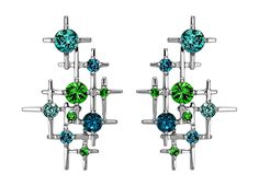 Золотые серьги Серьги Art I Fact Jewellery 0203.0222-earrings-sapfir-savorit-cirkon