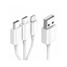 Кабель KS-is KS-478W-0.2 3-in-1 USB - Type-C / MicroUSB / Lightning 20cm White