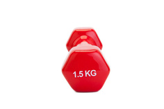Гантель обрезиненная 1,5 кг, красная (rubber covered barbell 1.5 kg red) Bradex