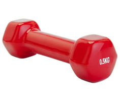 Гантель обрезиненная 0,5 кг, красная (rubber covered barbell 0.5 kg red) Bradex