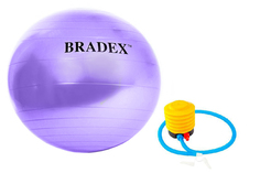 Мяч для фитнеса «ФИТБОЛ-65» Bradex SF 0718 с насосом, фиолетовый (Fitness Ball 65 сm with pump. Pantone number 814C.)