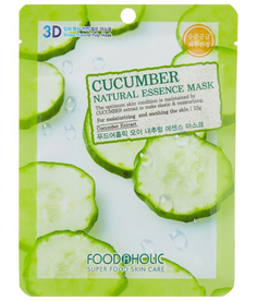 FoodaHolic Увлажняющая тканевая 3D маска с экстрактом огурца Cucumber Natural Essence Mask, 23 мл