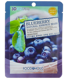 FoodaHolic Тканевая 3D маска с черникой FoodaHolic Blueberry Natural Essence Mask, 23 мл
