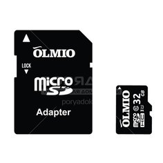 Карта памяти OLMIO, 32 Гб, microSDHС, Class 10, UHS-I, с адаптером, 039122