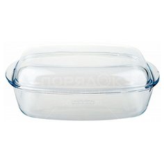 Форма для выпечки стекло, 22х37.5х11 см, 6.5 л, прямоугольная, с крышкой, Pyrex, 466AA
