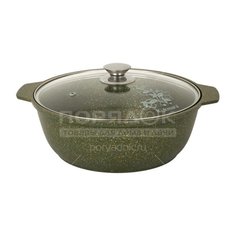 Кастрюля-жаровня алюминий, антипригарное покрытие, 3 л, крышка стекло, Kukmara, Trendy style, ж31tsml, малахит