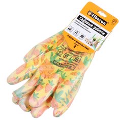 Перчатки садовые ПЭ, полиуретановое покрытие, разноцветные, микс цветов 8 (M), Fiberon, PSV058P