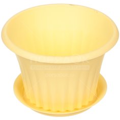 Горшок для цветов пластик, 1.5 л, 18х12 см, банановый, Idea, Кэрол, М 3156