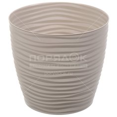 Горшок для цветов пластик, 5.5 л, 22 см, с поддоном, кремовый, Idea, Дюна, М 3070