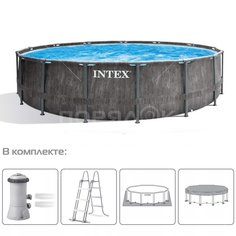 Бассейн каркасный Intex, 457х122 см, Prism Frame, 26742NP, фильтр-насос, лестница, подстилка, тент, 16805 л