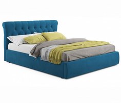 Мягкая кровать Ameli 1600 синяя с подъемным механизмом Bravo