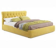 Мягкая кровать Ameli 1600 желтая с подъемным механизмом Bravo