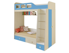 Кровать двухъярусная астра 3 дуб молочный/голубой (рв-мебель) голубой 198.2x113.2x188.5 см.