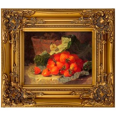 Репродукция картины «клубника в листьях капусты» (object desire) золотой 34x39x4 см.