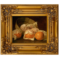 Репродукция картины «корзина с апельсинами» (object desire) золотой 34x39x4 см.