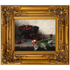 Репродукция картины «вишни в чаше» (object desire) золотой 34x39x4 см.
