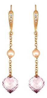 Золотые серьги Серьги Art I Fact Jewellery 0221.0066-earrings-brilliant-ametist-zhemchug