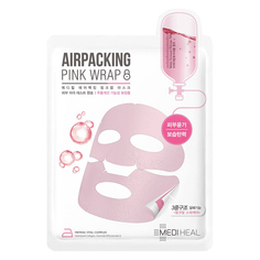 Маска для лица AIRPACKING pink wrap с коллагеном и керамидами фольгированная Mediheal