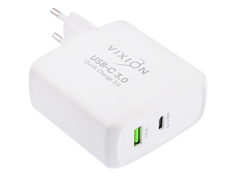 Зарядное устройство Vixion Special Edition H9 1xUSB 3A 1xPower Delivery 60W + кабель Type-C 1m White GS-00015741