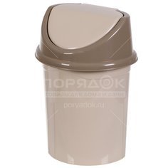 Мусорный контейнер пластик, 8 л, кругл, плав крыш, Violet, латте-капучино, 140820