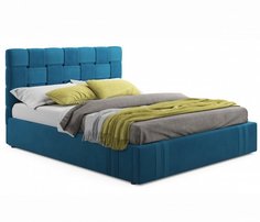 Мягкая кровать Tiffany 160 синяя с подъемным механизмом Bravo